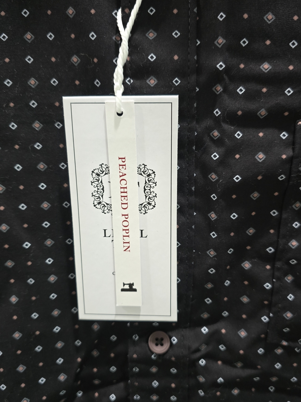 Men's Black Short-Sleeve Button-Down Shirt with Micro Dot Pattern - Picture 3 of 6